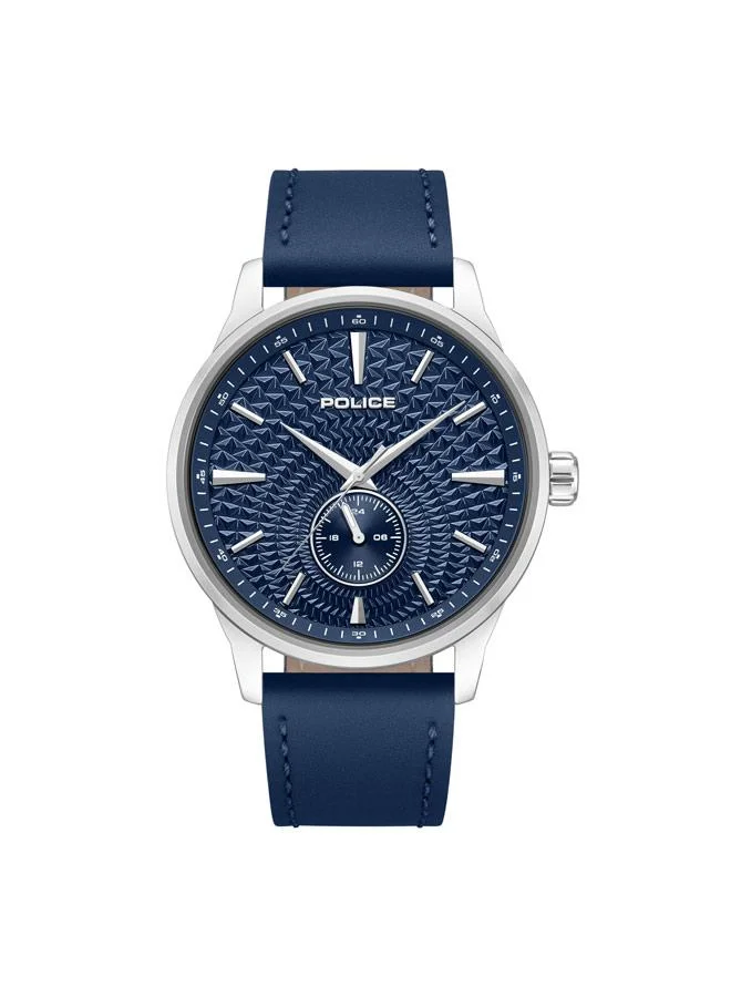 بوليس Jet Blue Dial Genuine Leather Strap Analog Watch for Men, 44mm